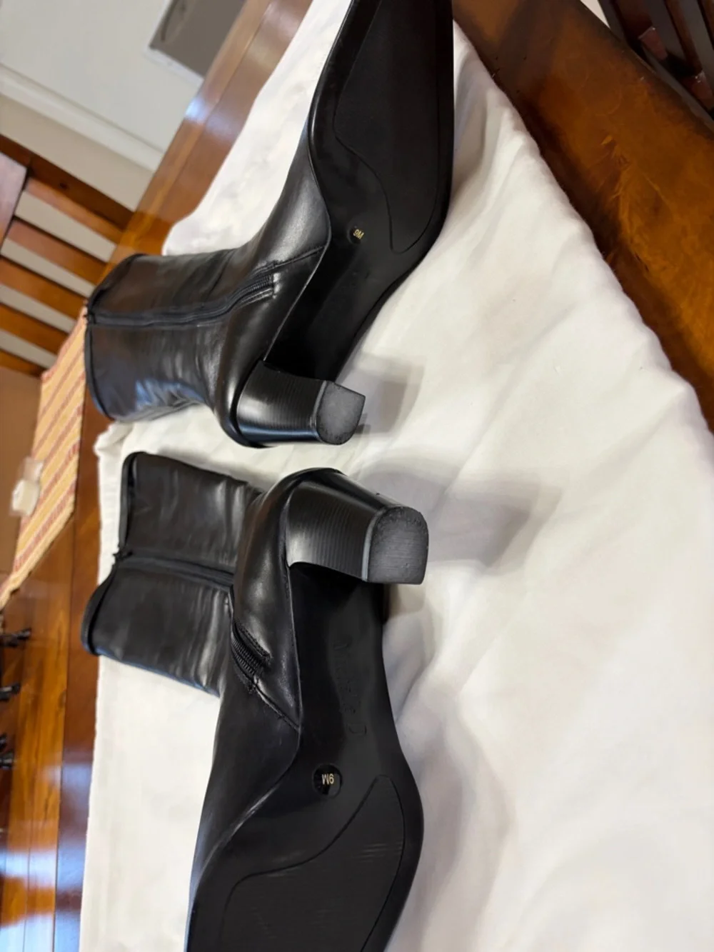 Michelle D Black Over-the-Knee Leather Boots with Square Toe